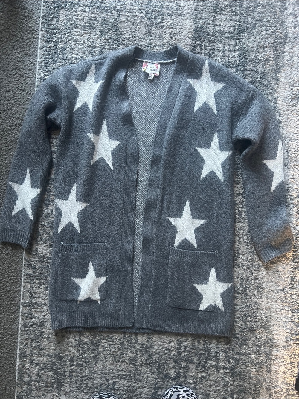 Pink Republic Grey Star Open-Front Cardigan